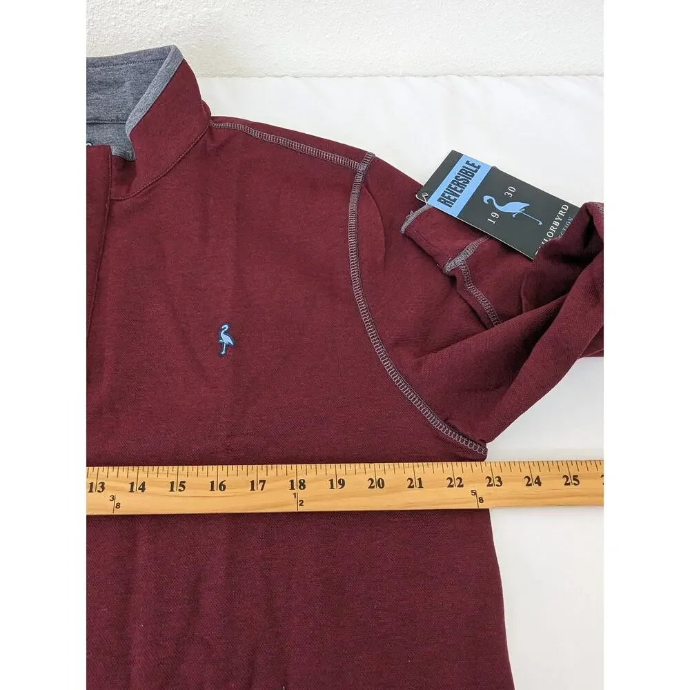 Tailor Byrd Reversible‎ Pullover Sweatshirt Size XL Burgundy 1/4 Zip Mock Neck